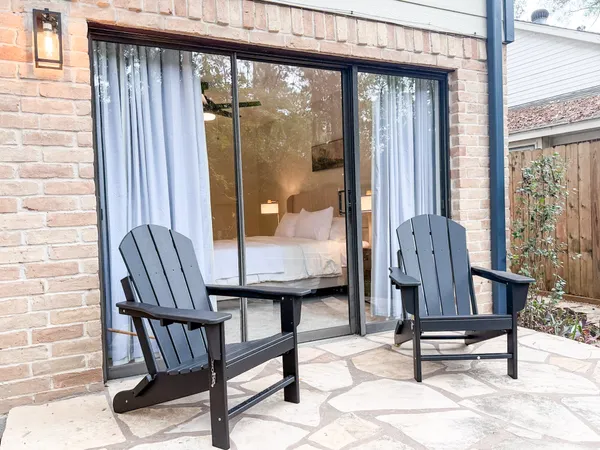 a outdoor living space with furniture