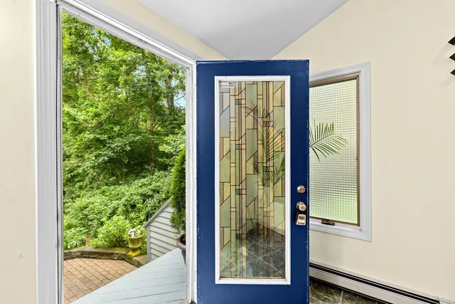 a view of a bathtub in a bathroom
