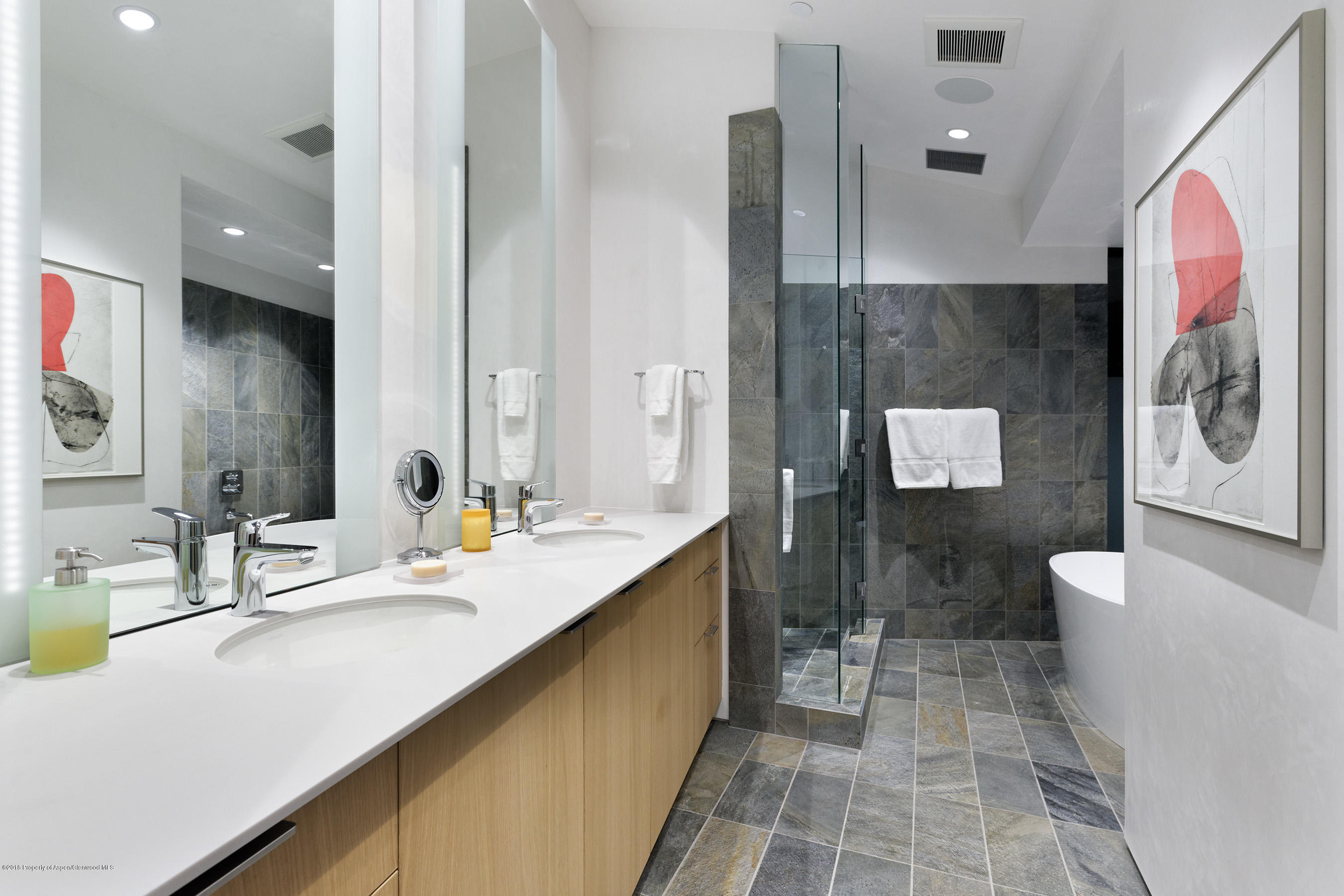 1118 Waters Avenue Aspen, CO 81611 - Photo 23 of 30 a bathroom with a double vanity sink mirror and toilet
