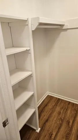 a view of an empty walk in closet