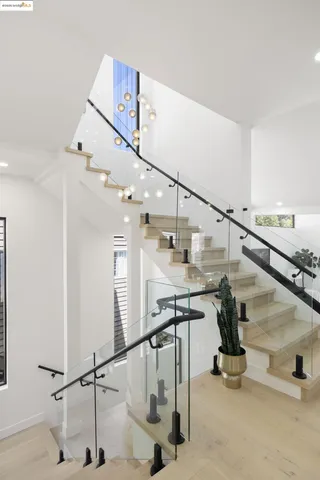 an outdoor space with furniture and garden