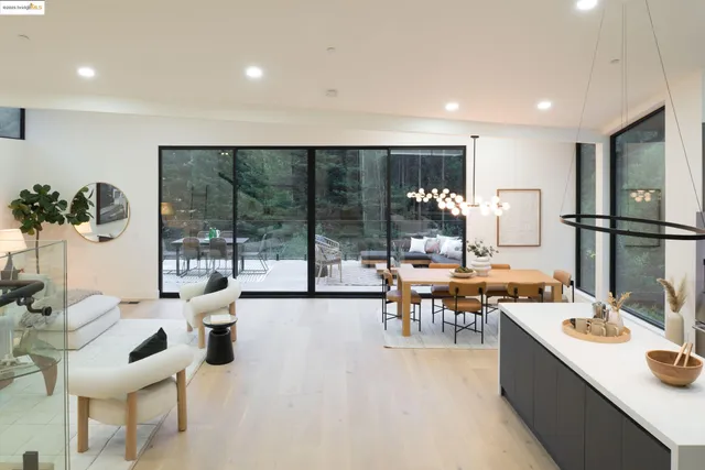 a kitchen with counter top space and appliances