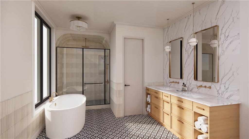 132 Prospect Street Mount Washington, PA 15211 - Photo 18 of 19 a bathroom with a double vanity sink mirror and toilet