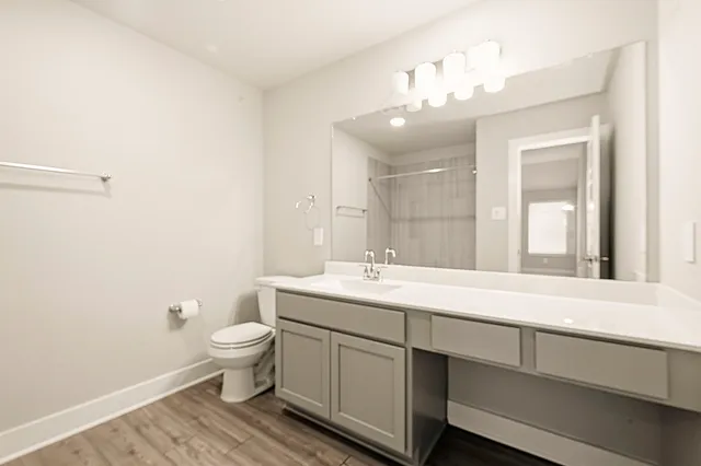 a bathroom with a toilet a sink and mirror