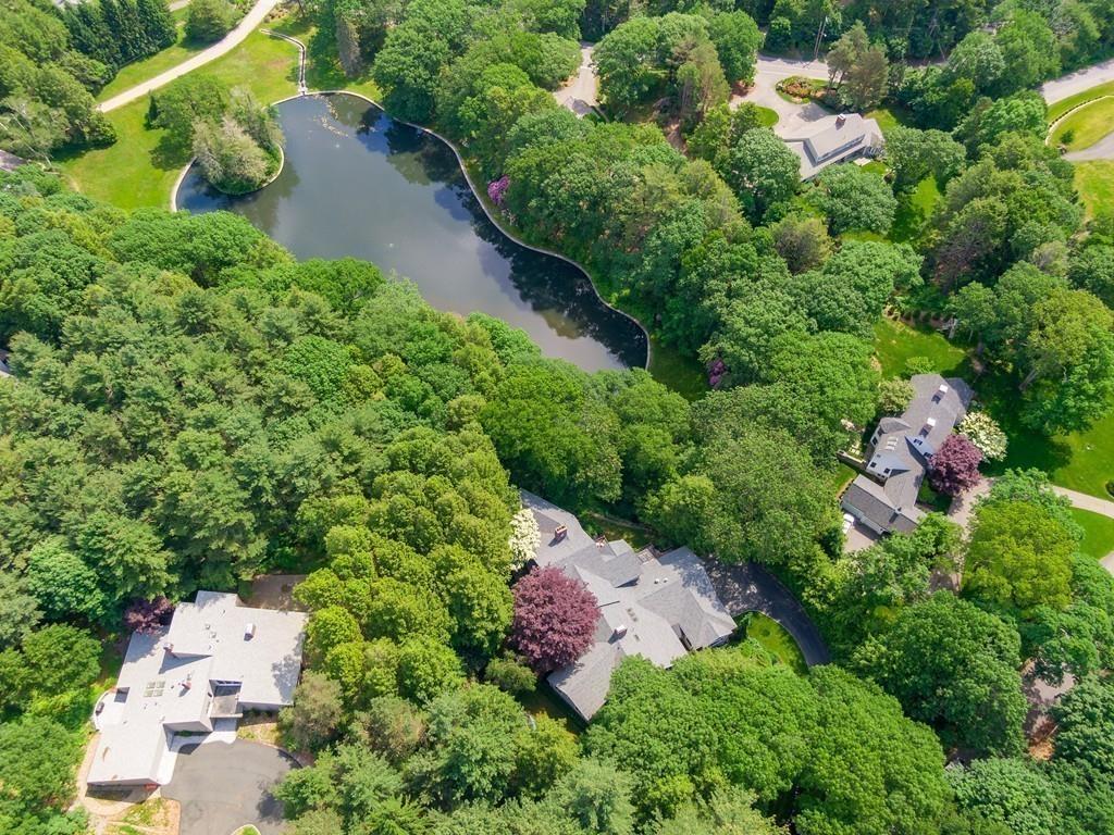 100 Westcliff Road Weston, MA 02493 - Photo 33 of 42 an aerial view of residential house with outdoor space and trees all around