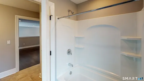 a bathroom with a bathtub