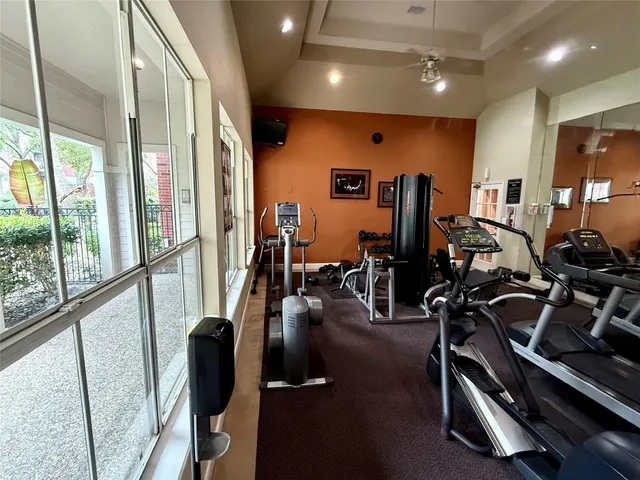 a view of a room with gym equipment