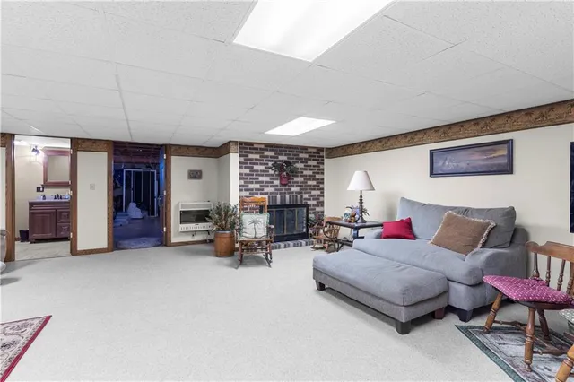 a living room with furniture and a couch