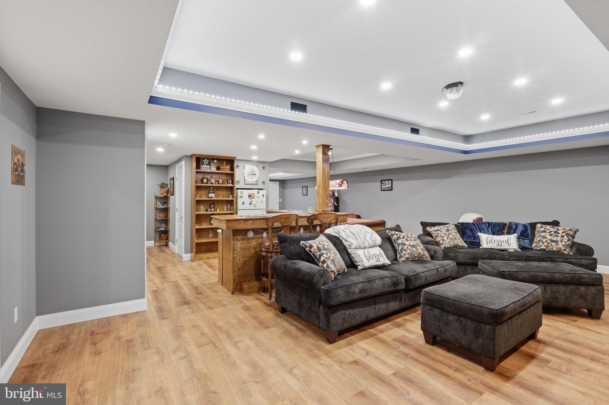 7020 Debold Road Thurmont, MD 21788 - Photo 47 of 75 Large open Rec Room with Bar and special lighting
