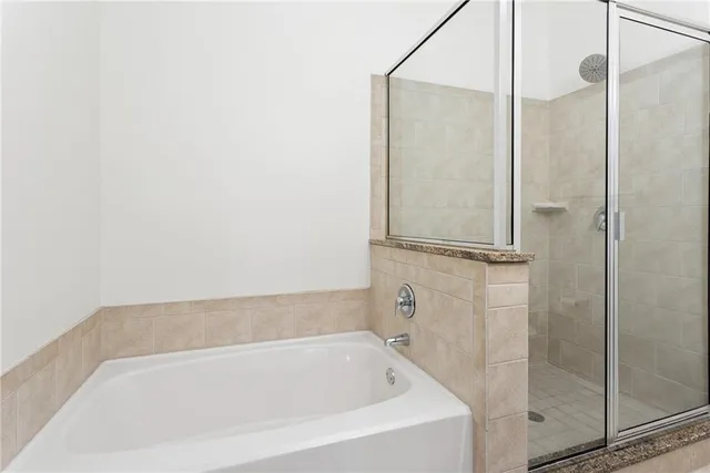 a close view of a bathtub in bathroom