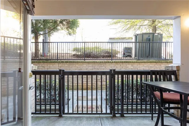 a view of a porch with a bench