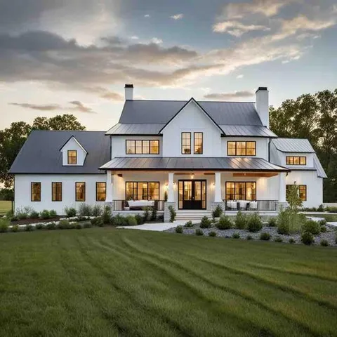 a front view of a house with garden and trees