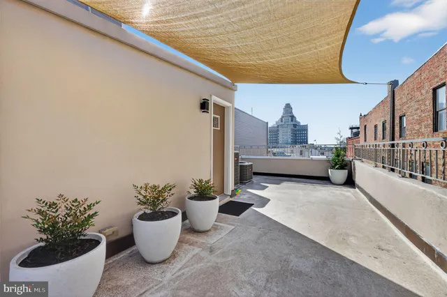 a view of a room with a window