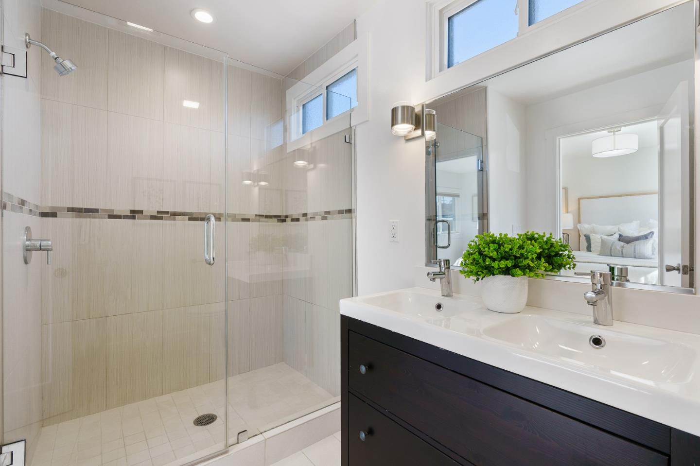 1150 Elmwood Drive Millbrae, CA 94030 - Photo 27 of 46 a bathroom with a shower sink and mirror