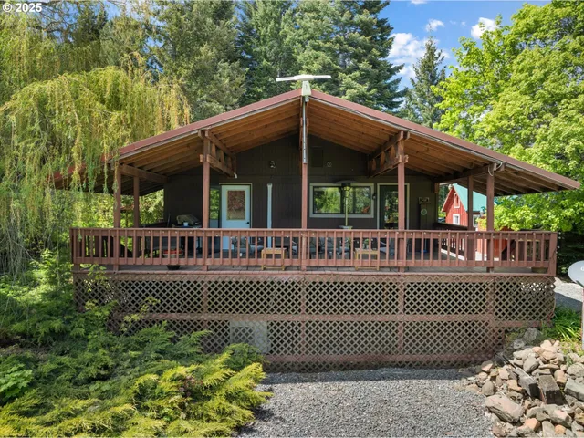 a front view of a house having patio