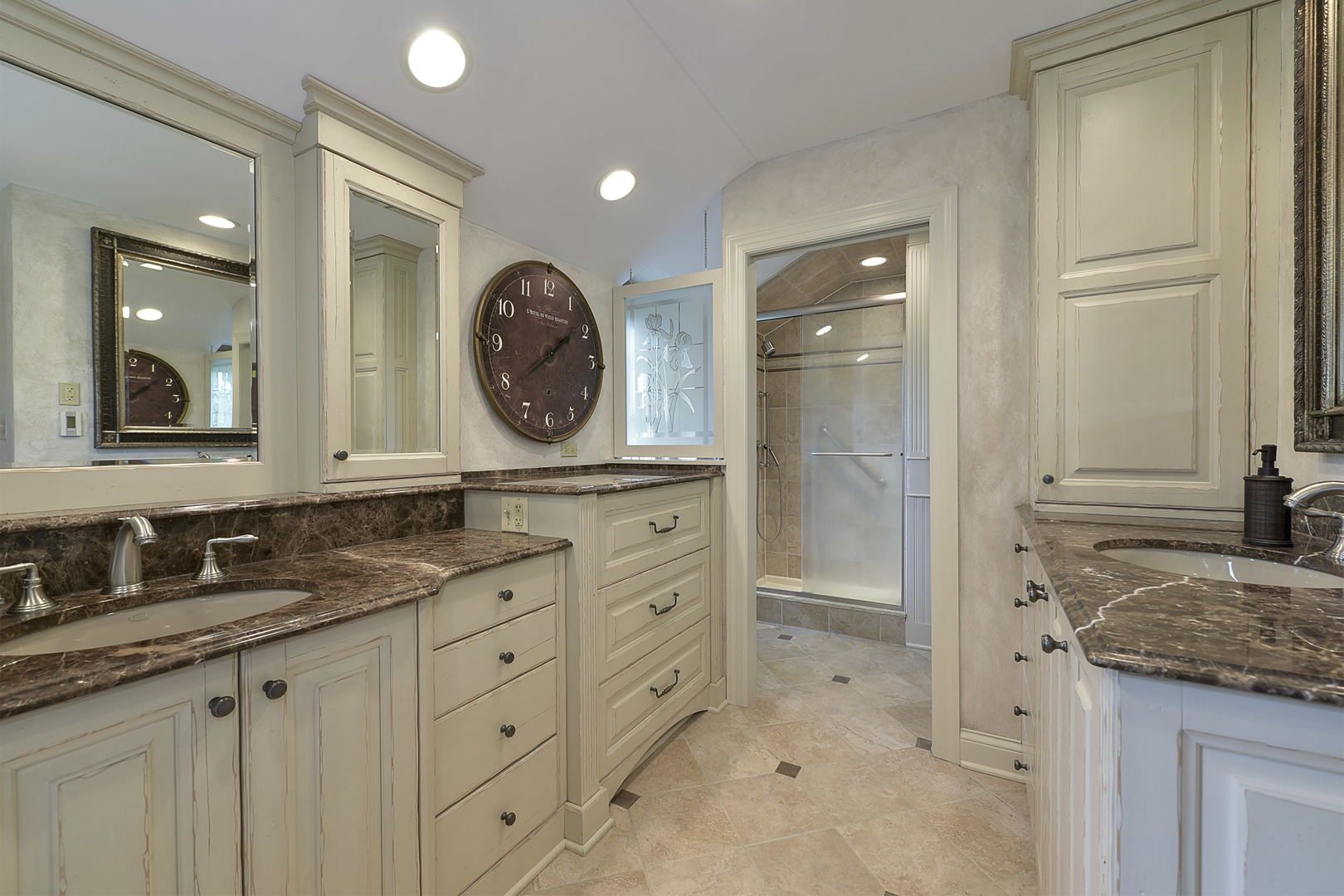 1720 Firth Road Inverness, IL 60067 - Photo 20 of 34 a bathroom with a granite countertop sink and a mirror
