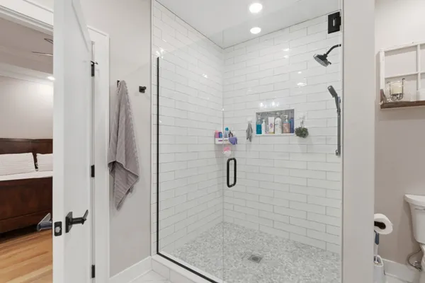 a bathroom with a shower