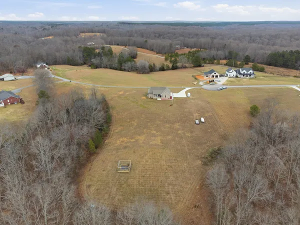 an aerial view of a house