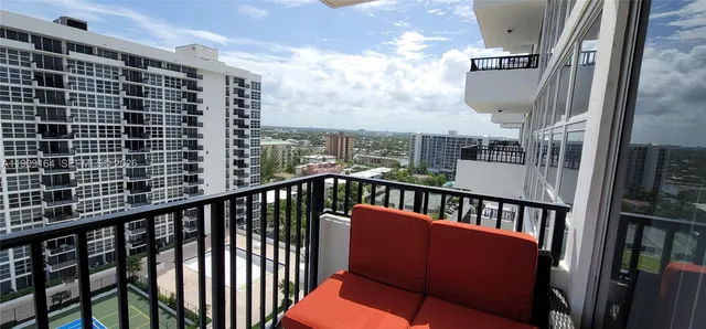 a view of city from balcony