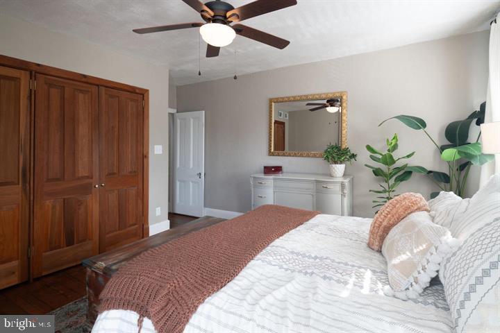 229 Benezet Street Philadelphia, PA 19118 - Photo 15 of 31 a bedroom with a bed potted plant with the wooden floor