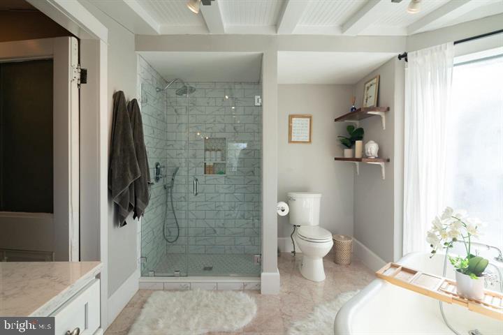 229 Benezet Street Philadelphia, PA 19118 - Photo 22 of 31 a bathroom with a shower and a toilet
