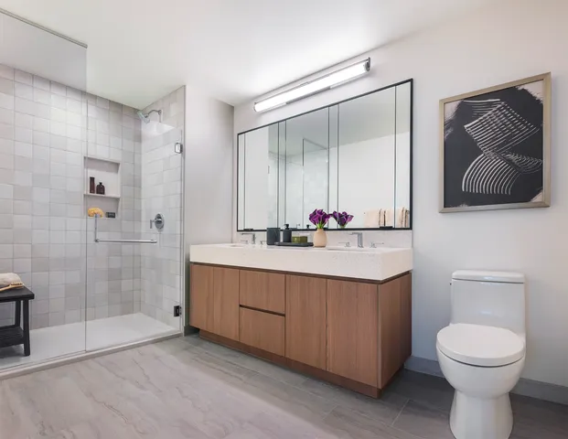 a bathroom with a toilet a sink and mirror