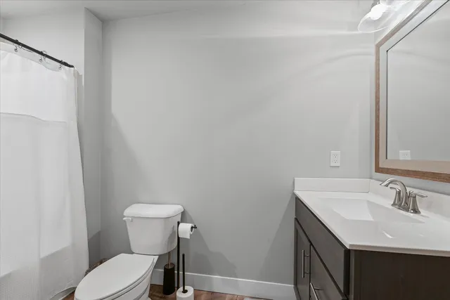 a view of a house with a white door