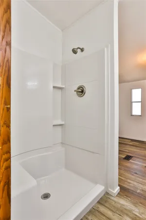 a bathroom with a tub
