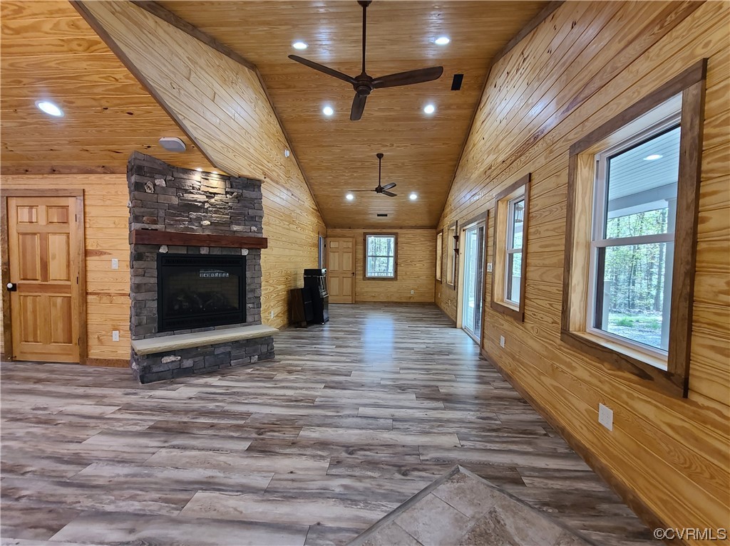 232 Perkins Mill Road Dillwyn, VA 23936 - Photo 15 of 48 a view of a hall with wooden floor and a fireplace