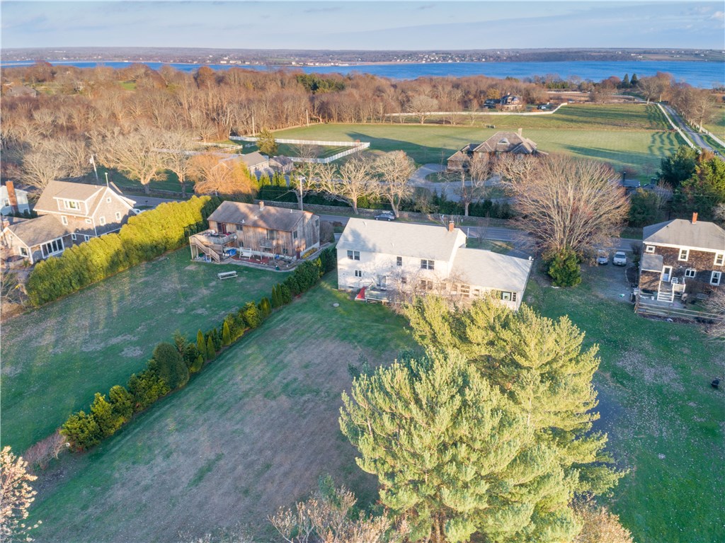 459 Wapping Road Portsmouth, RI 02871 - Photo 34 of 38 Aerial view of the back yard facing east and the Sakonnet River