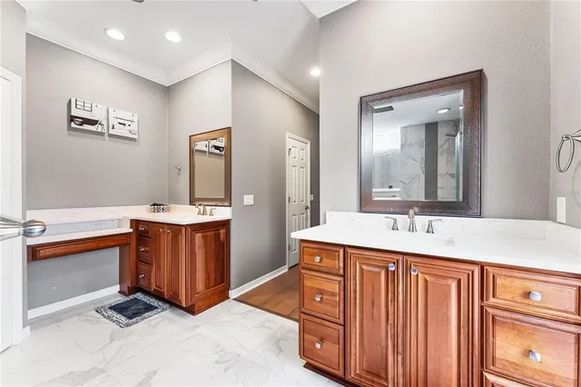 a bathroom with a sink double vanity