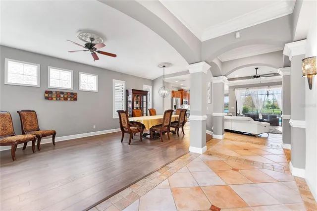 a view of a livingroom with furniture and a window
