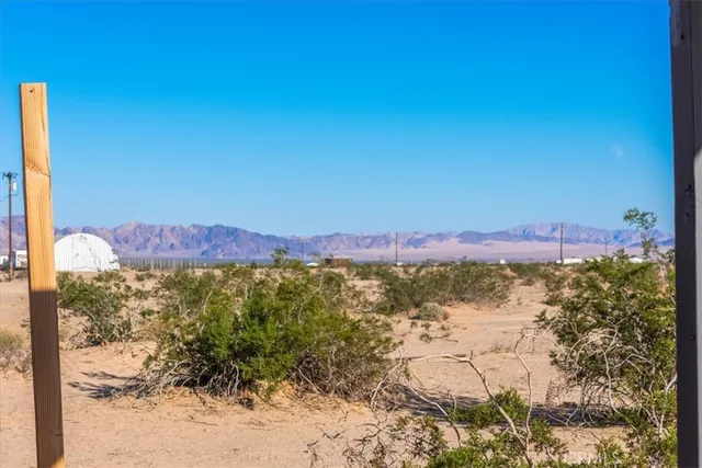a view of a bed in a backyard
