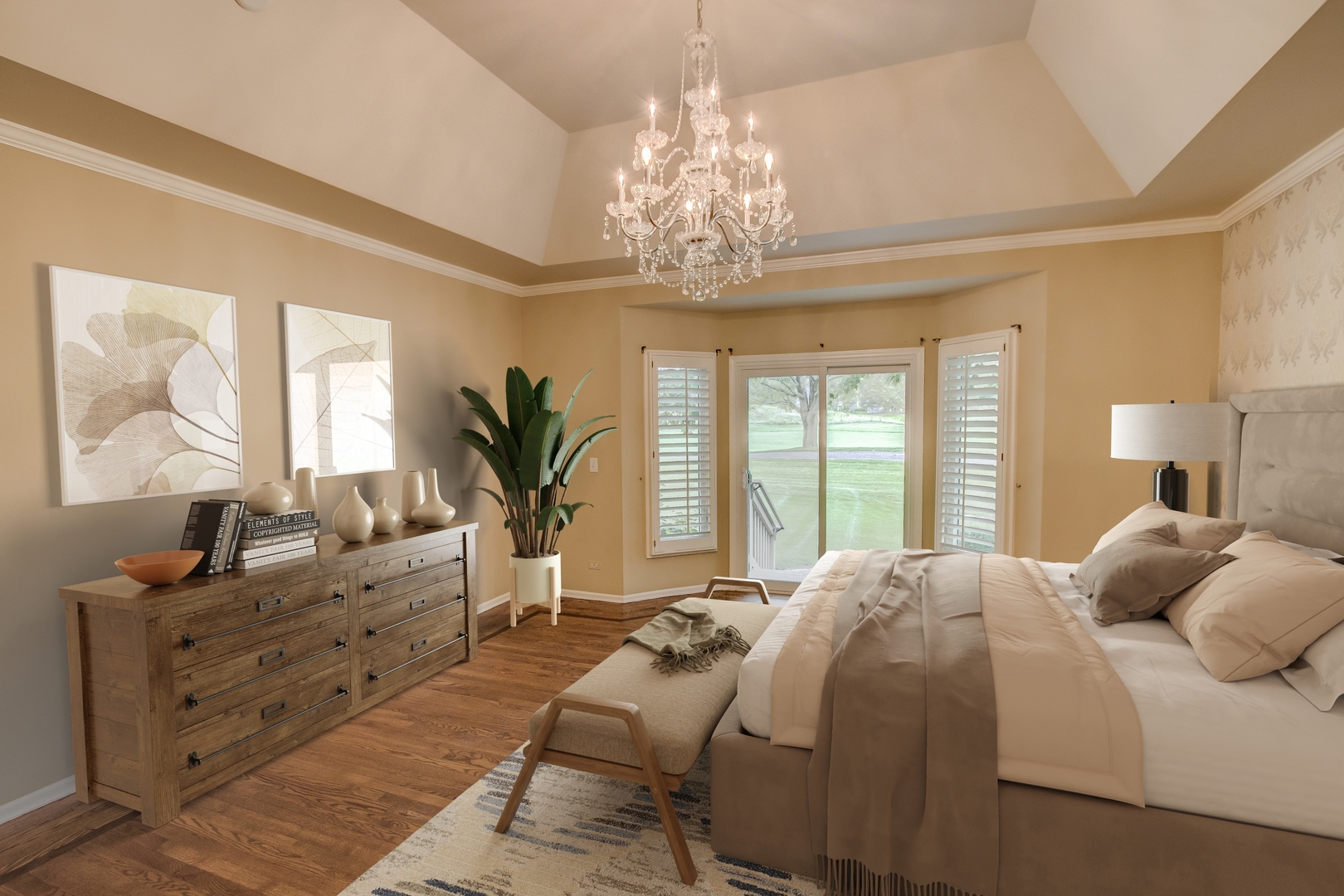 2433 Legacy Drive Aurora, IL 60502 - Photo 20 of 66 a bedroom with a large bed and a chandelier