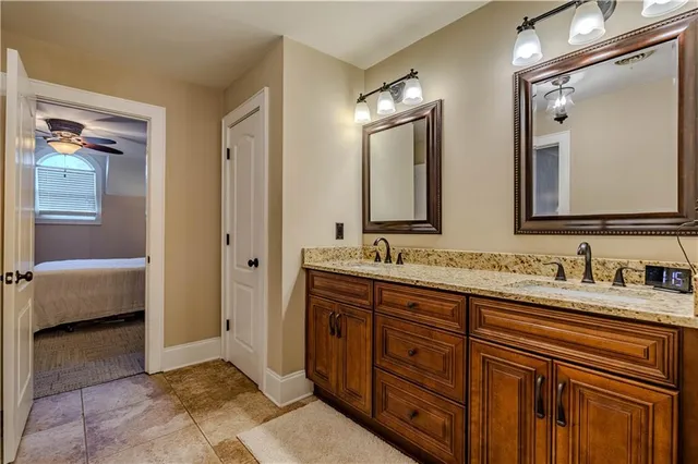 a bathroom with a sink double vanity