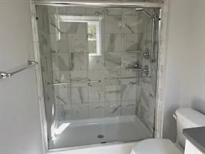 a bathroom with a shower