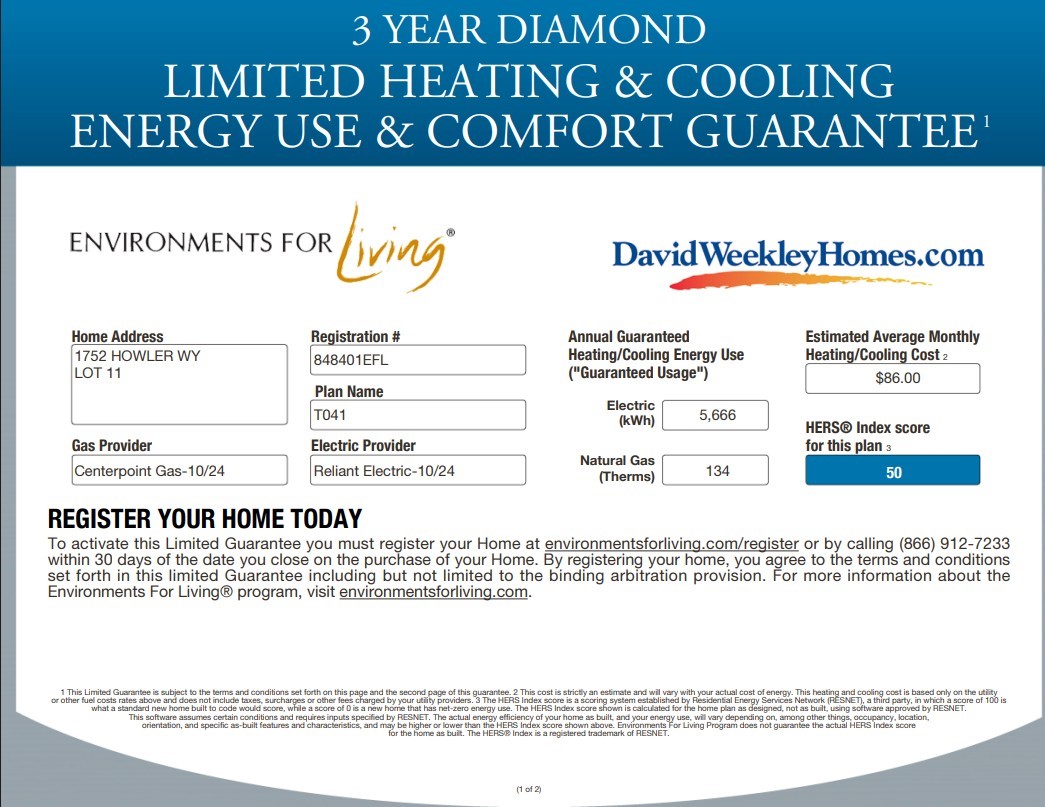 1752 Howler Way Montgomery, TX 77316 - Photo 4 of 41 Imagine having an average energy bill of only $86 per month! David Weekley Homes is an Environments for Living DIAMOND level builder!