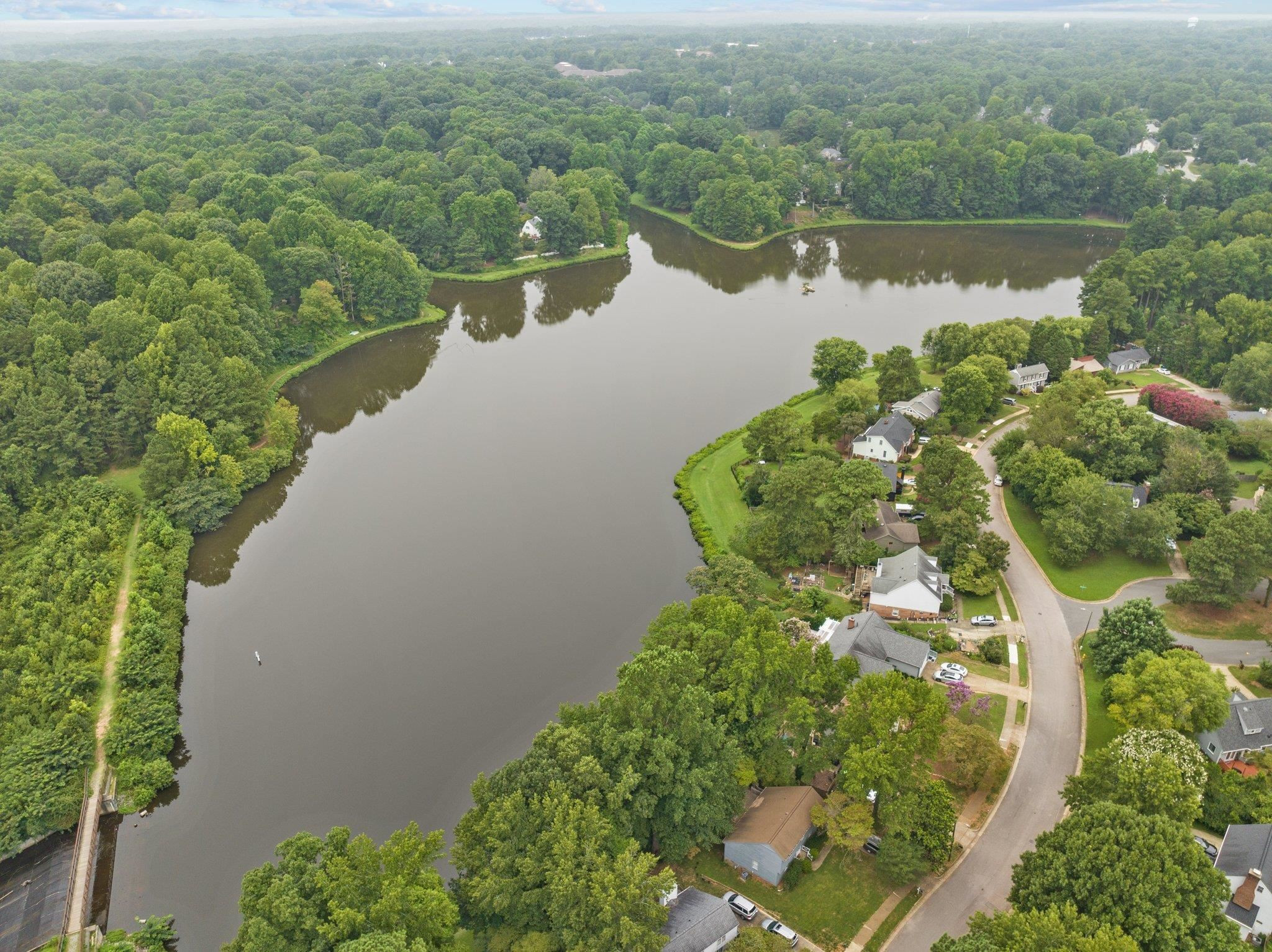 7321 Ridge Grove Court Raleigh, NC 27615 - Photo 28 of 33 Aerial View of one of 3 lakes in the Subdivision and Surrounding Area. Aerial View
