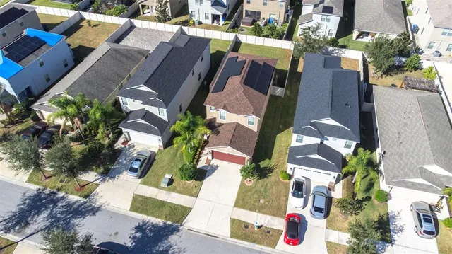 an aerial view of a house