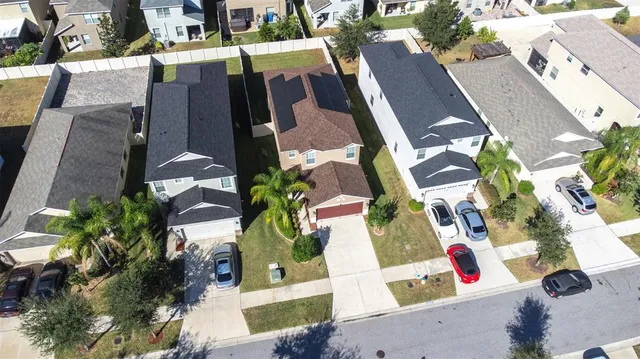 an aerial view of a house