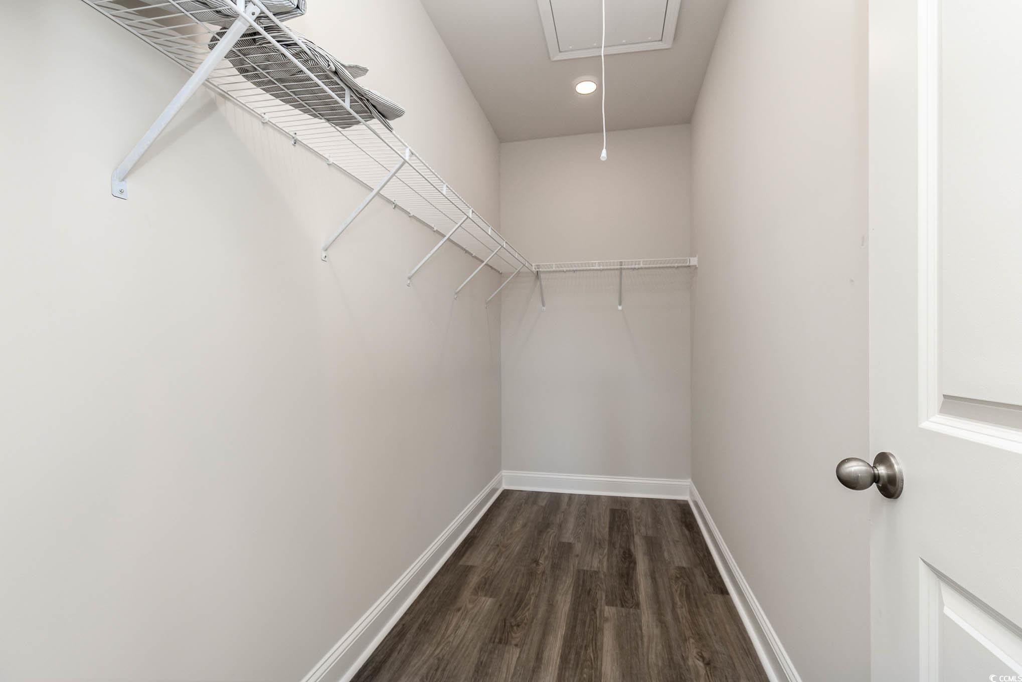 187 Bjorn Way Loris, SC 29569 - Photo 25 of 40 Spacious closet featuring dark wood finished floors and attic access