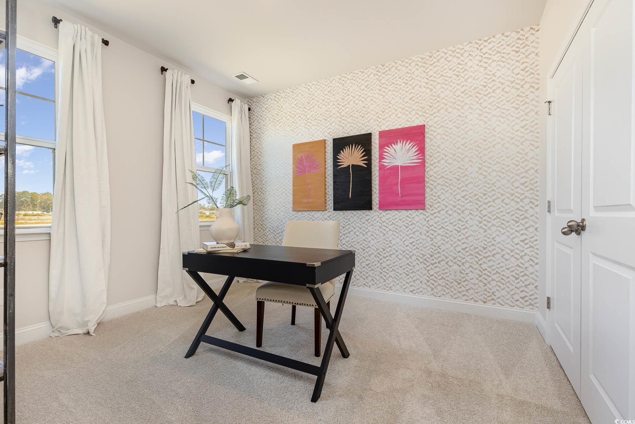 187 Bjorn Way Loris, SC 29569 - Photo 33 of 40 Carpeted office space with wallpapered walls and an accent wall