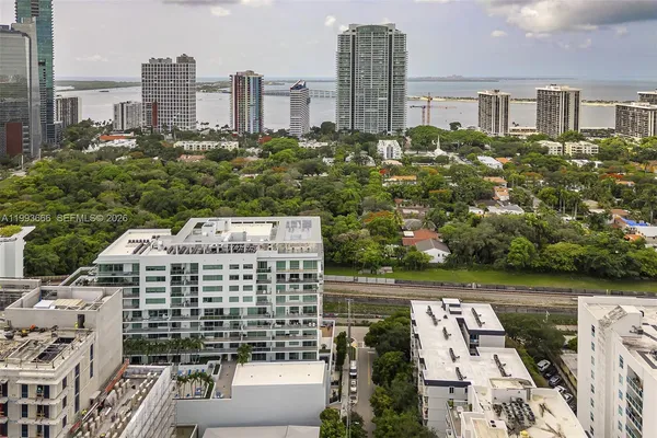 a view of a city with tall buildings
