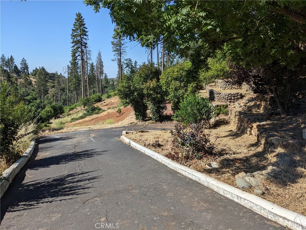 a view of a road with a yard
