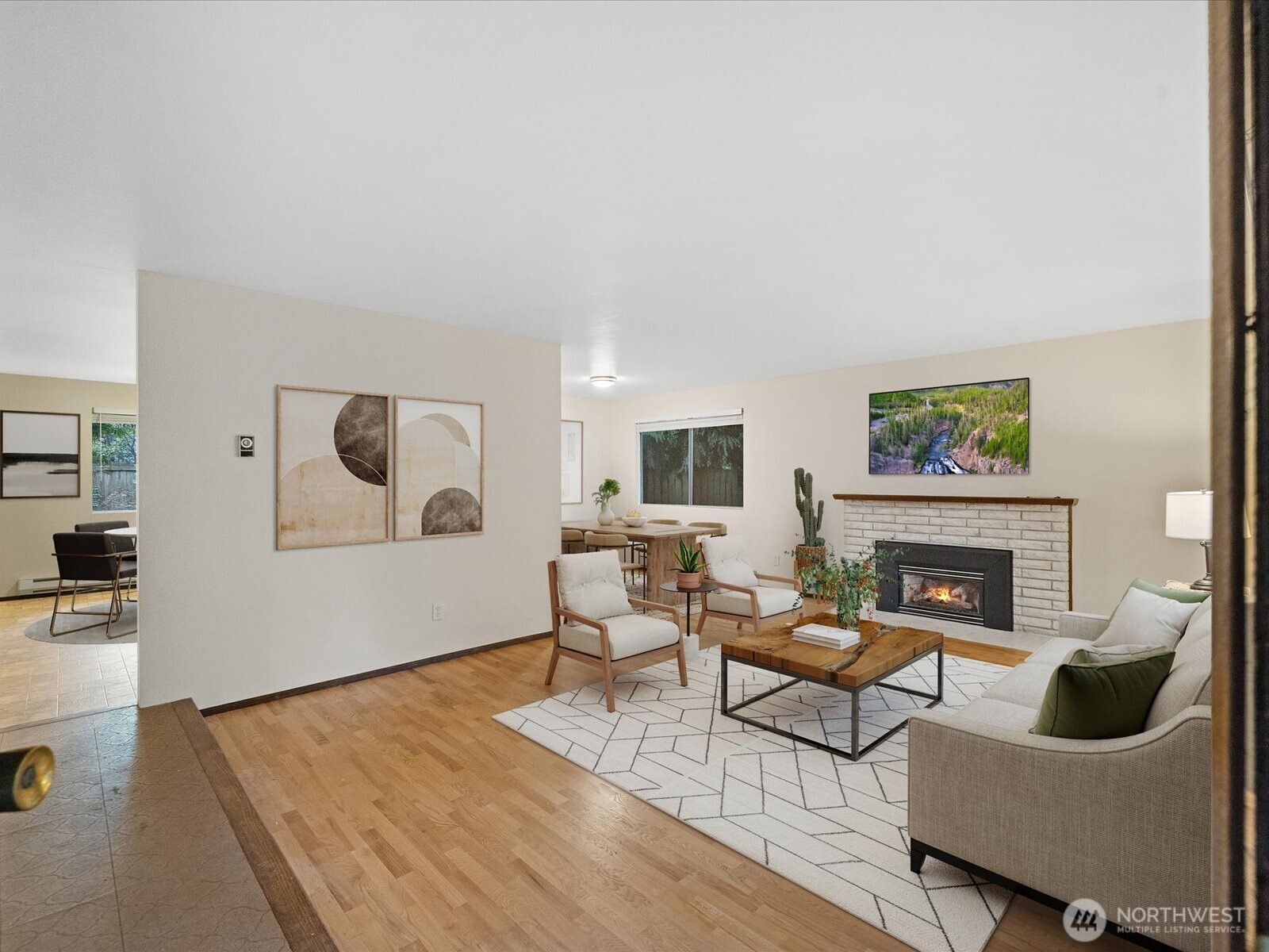8506 192nd Street Southwest Edmonds, WA 98026 - Photo 7 of 37 a living room with furniture and a fireplace