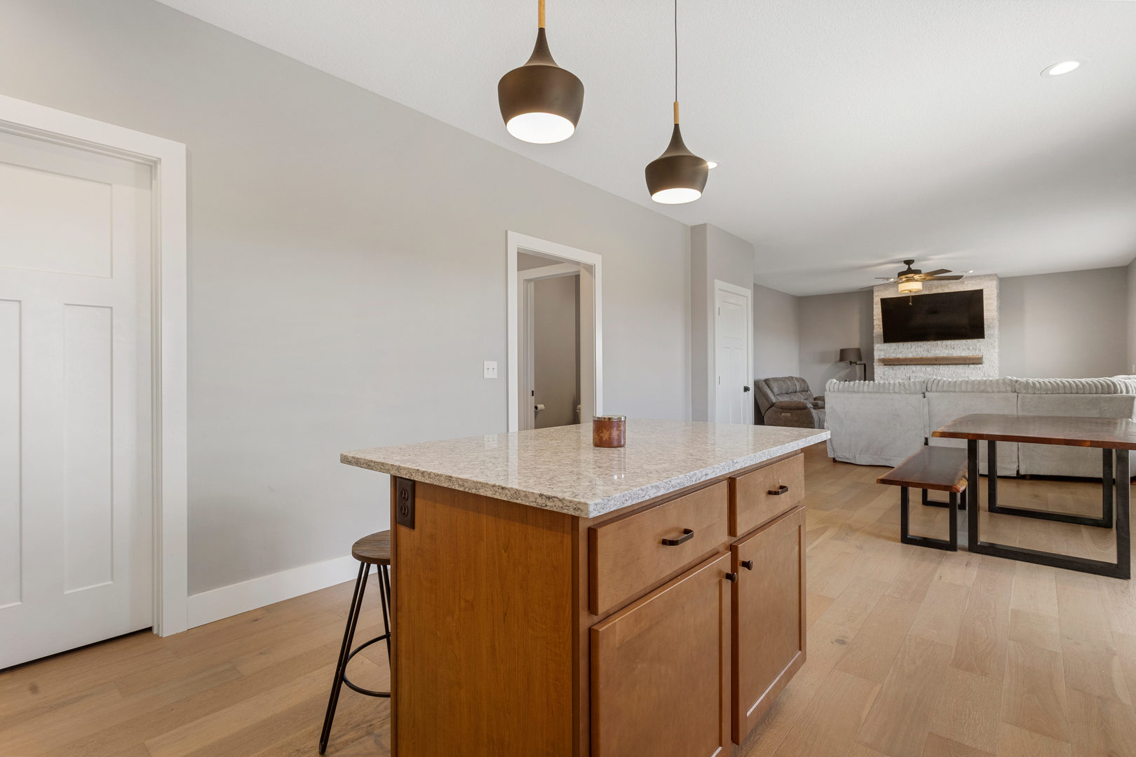 103 Wildflower Heyworth, IL 61745 - Photo 14 of 39 a view of living room with furniture and a chandelier