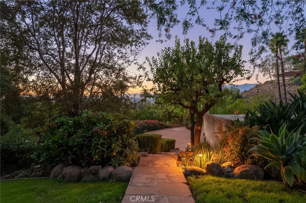 6146 Hawarden Drive Riverside, CA 92506 - Photo 57 of 75 a view of a patio with table and chairs plants and large trees