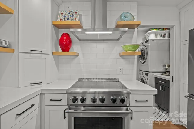 a stove top oven sitting inside of a kitchen