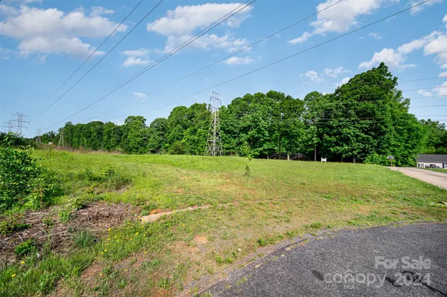 a view of a field with an trees