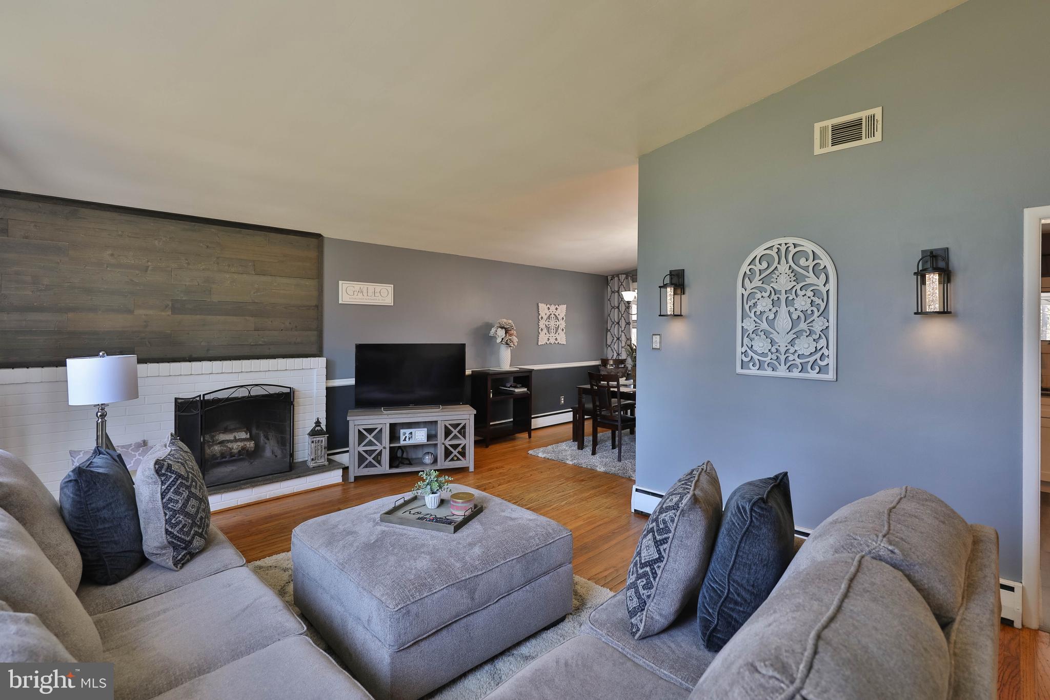 4401 Yates Road Bensalem, PA 19020 - Photo 5 of 37 Wood Burning Brick Fireplace In Living Room